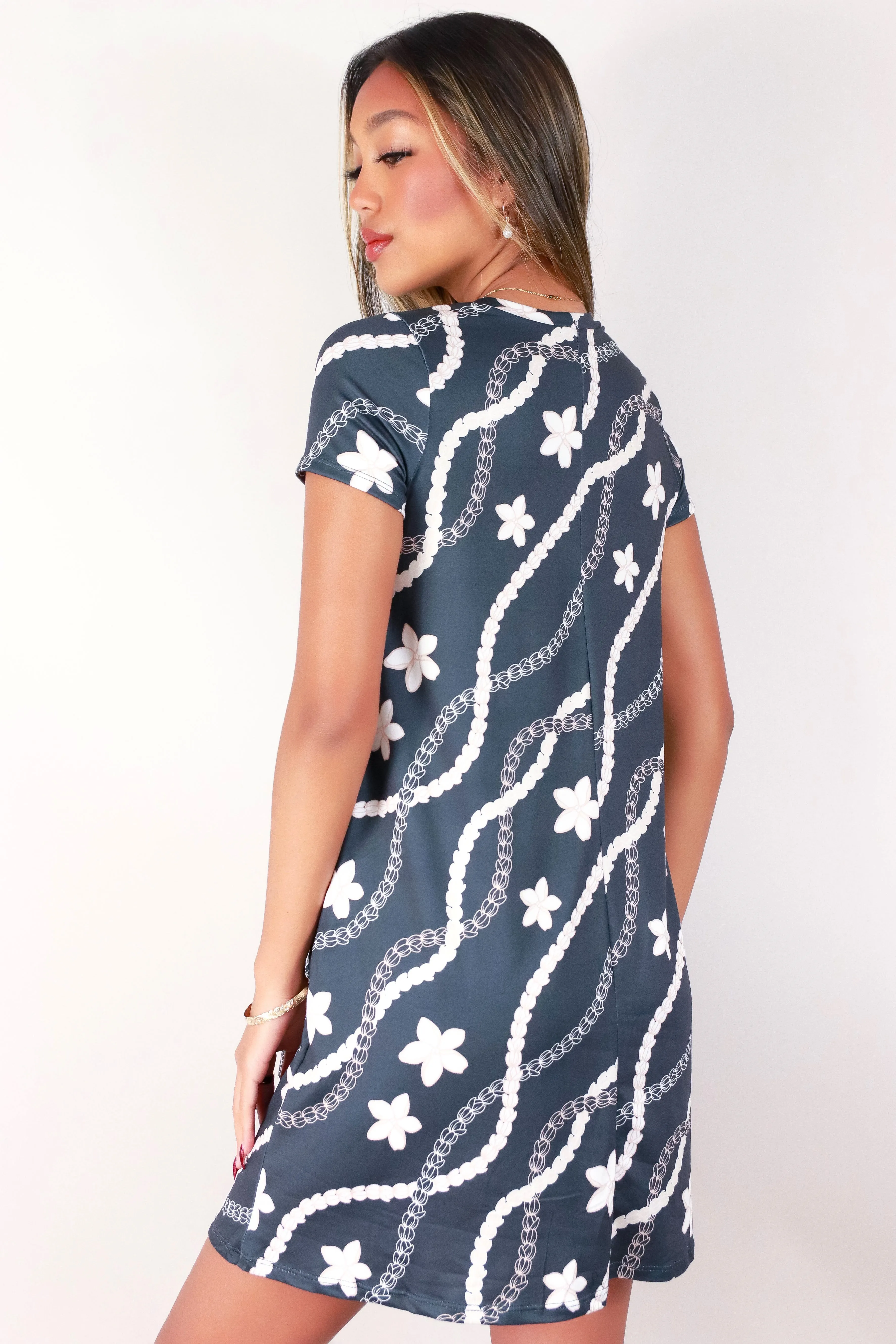 PIKAKE PLUMERIA TRAPEZE DRESS