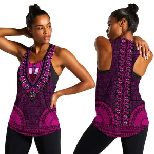 Pink Dashiki and Tapa Pattern Women Racerback Tank Africa-Polynesia Together Culture LT9