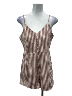 Pink Gingham V-Neck Romper