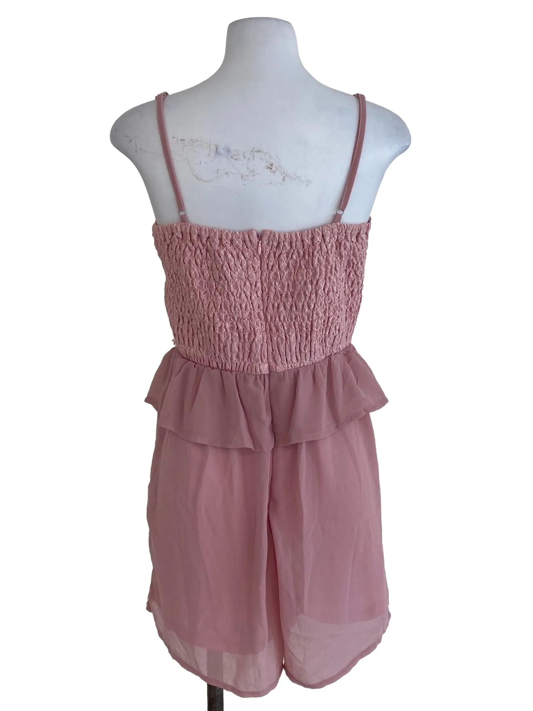 Pink Laced V Neck Romper