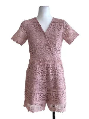 Pink Laced V Neck Rompers