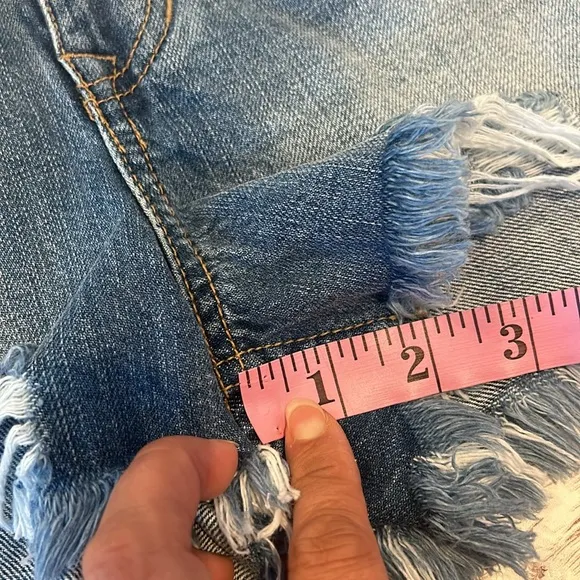 Pinkblush Full Belly Panel Distressed Raw ChewedHem Denim Maternity Jean Shorts