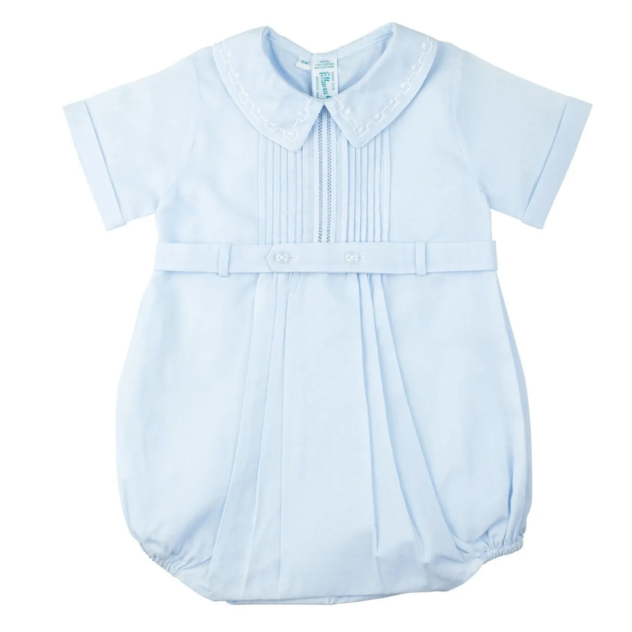 Pintucked Button Belt Creeper - Blue