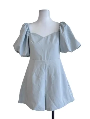 Pistachio Green Puffed Sleeves Rompers