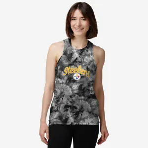 Pittsburgh Steelers Womens Script Wordmark Tie-Dye Tie-Breaker Sleeveless Top