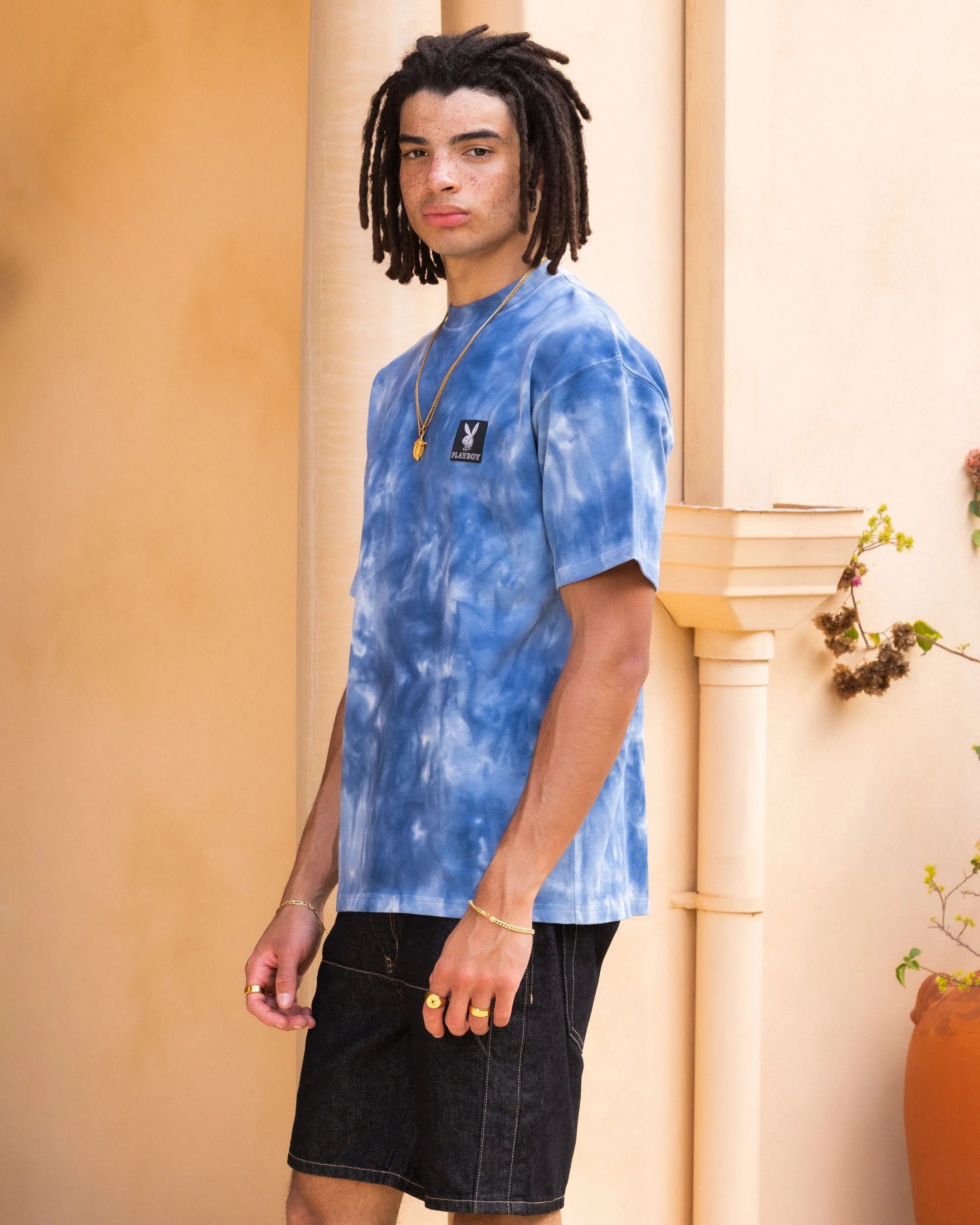 Playboy By Culture Kings Vacay T-Shirt Light Blue Tye