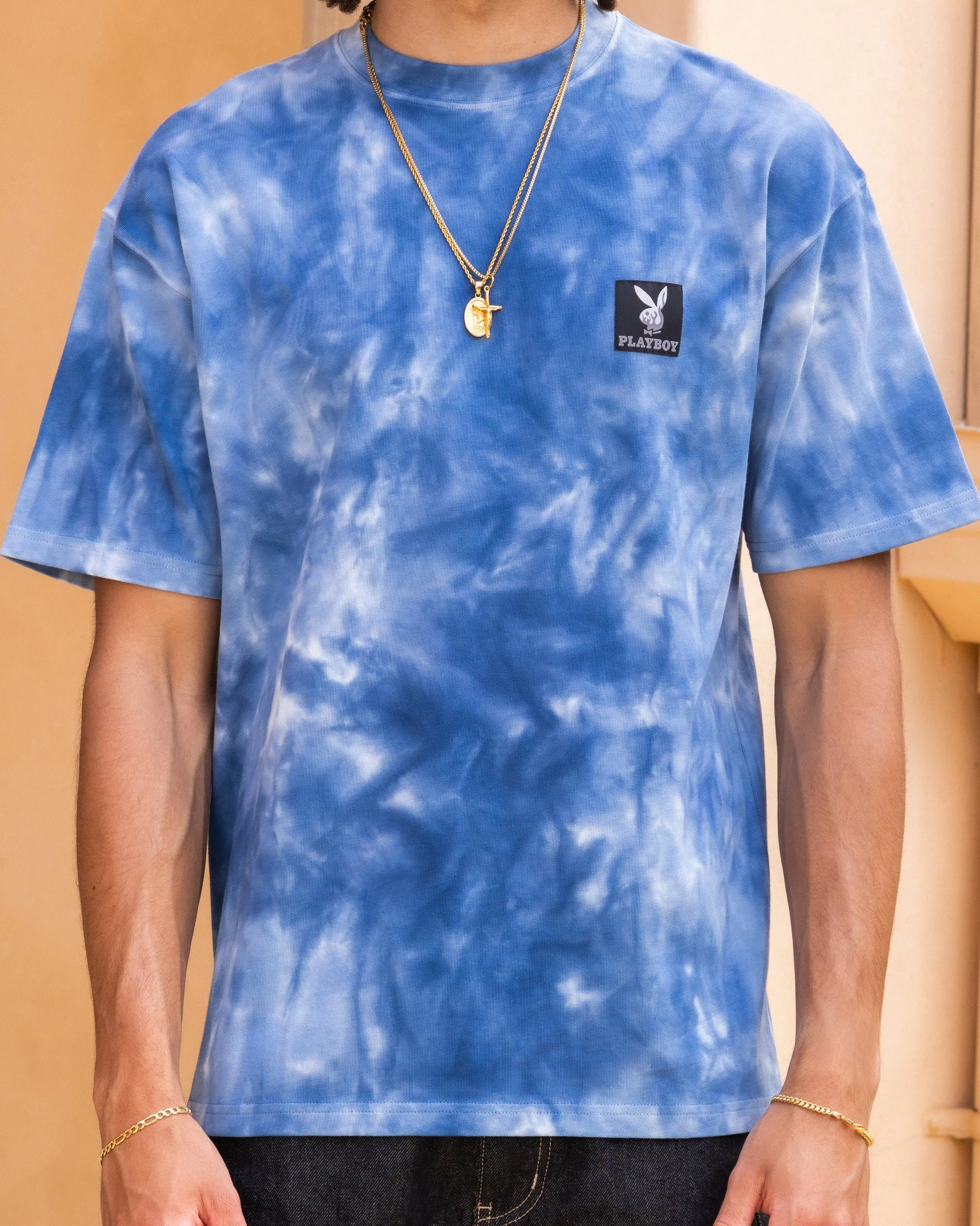 Playboy By Culture Kings Vacay T-Shirt Light Blue Tye