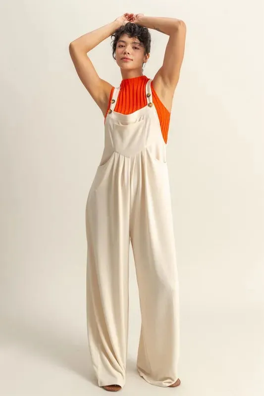 Pleated Detail Front Pocket Overalls