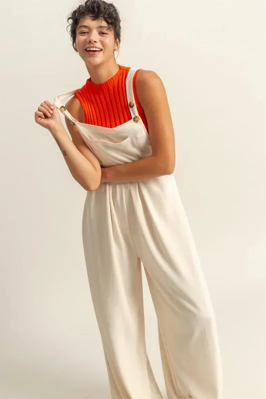 Pleated Detail Front Pocket Overalls
