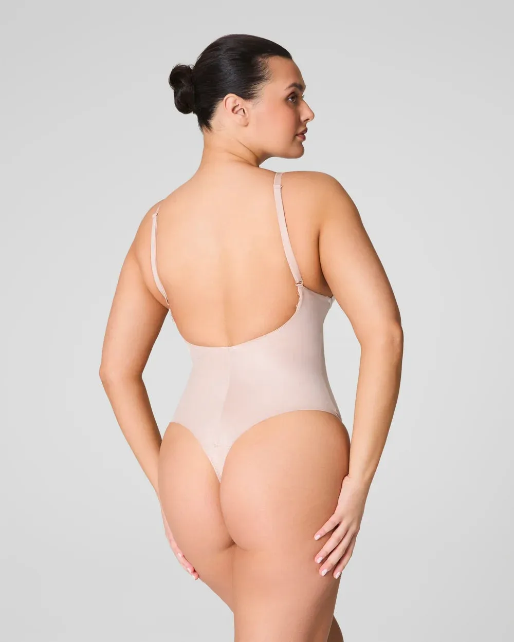 Plunge Low-Back Thong Bodysuit