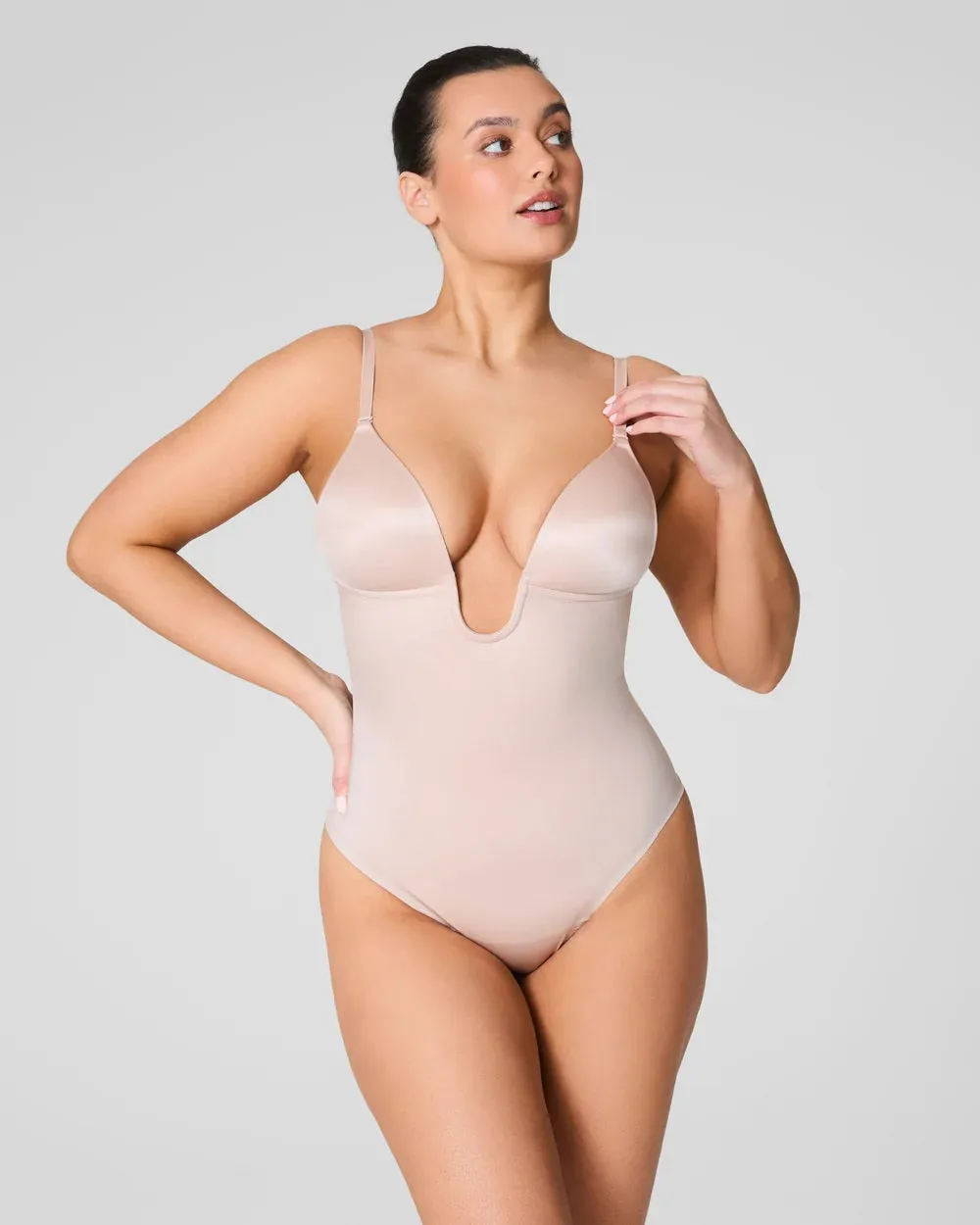 Plunge Low-Back Thong Bodysuit