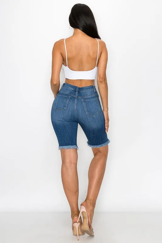 Plus Distressed Denim Shorts