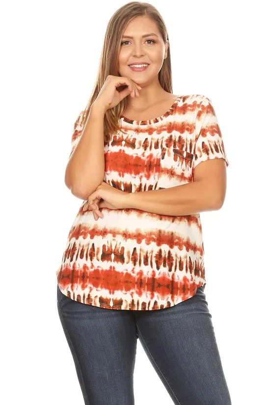 Plus Top Rust Tie Dye
