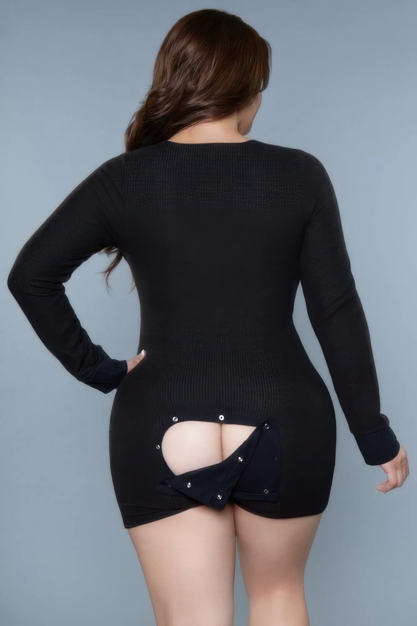 Plus Womens Long Sleeve Henley Casey Romper