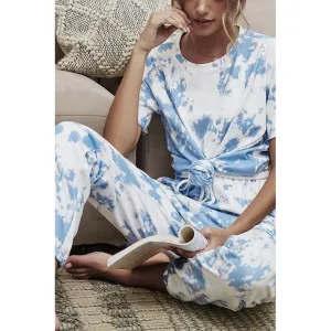 powder blue   white tie dye tee