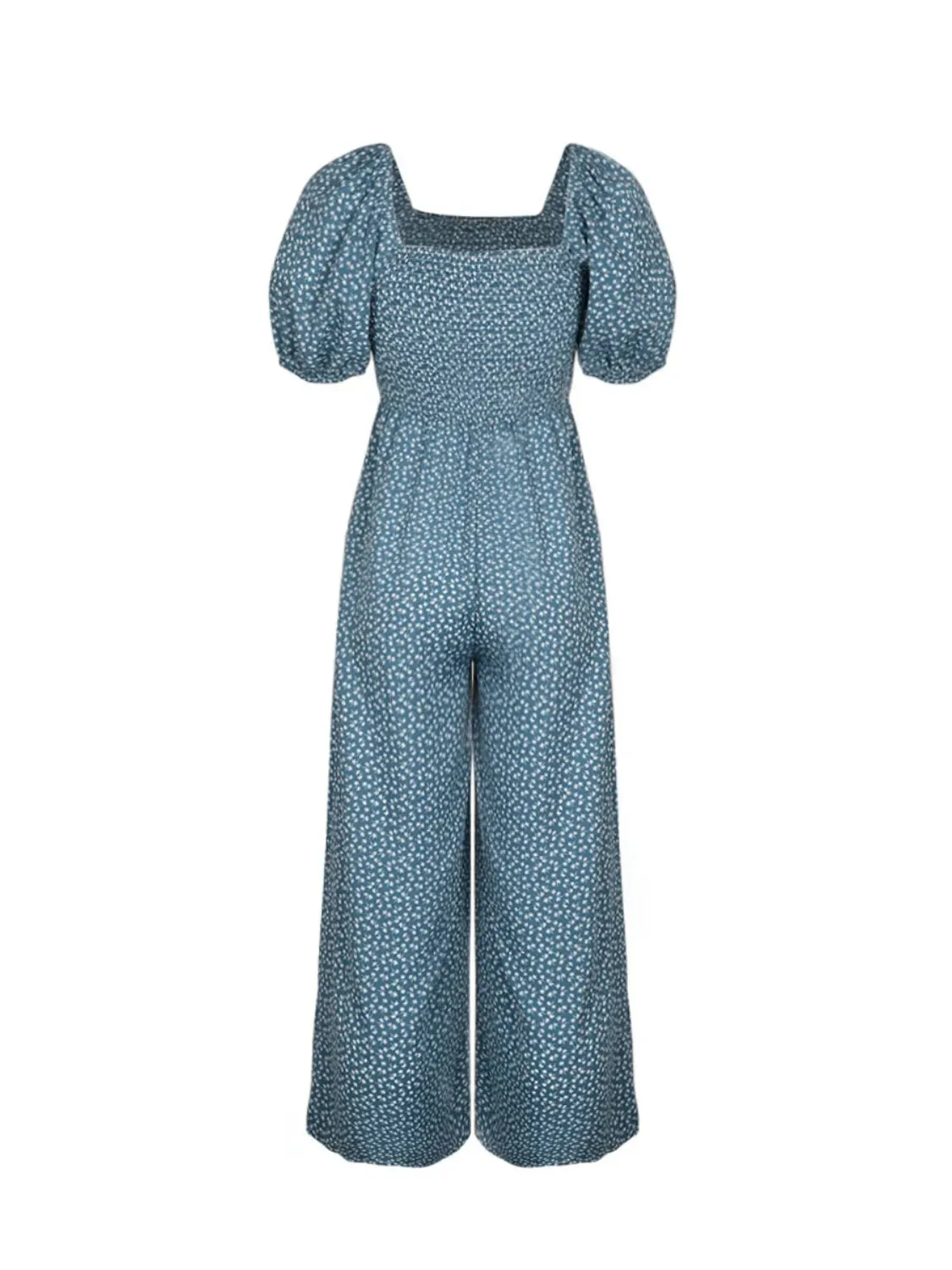 Printed Square Neck Puff Sleeve Romper
