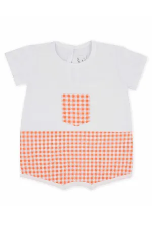 "Andy" Orange Gingham Romper