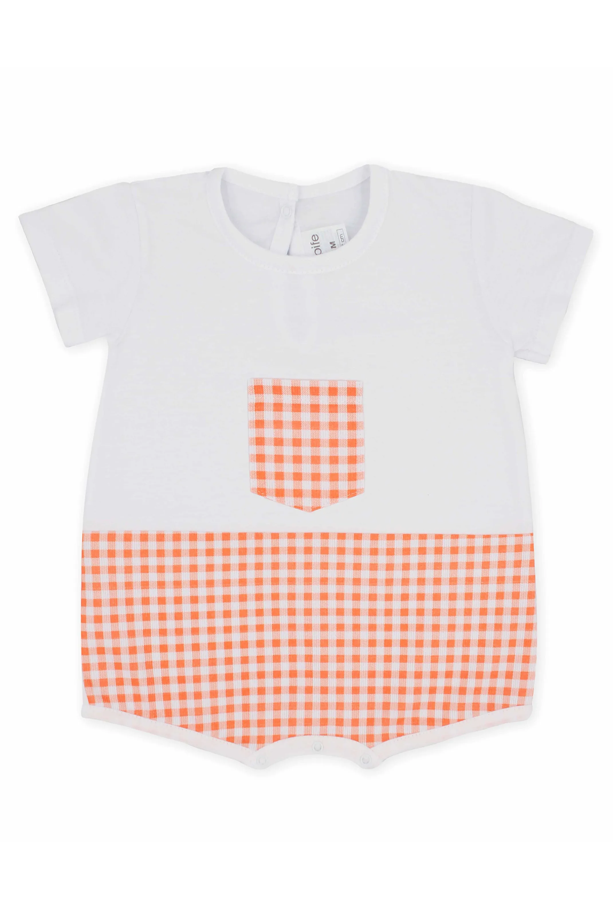 "Andy" Orange Gingham Romper