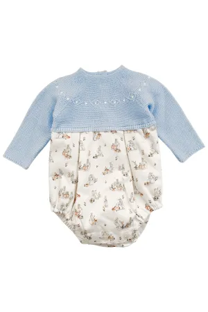 "Arden" Blue Half Knit Peter Rabbit Romper