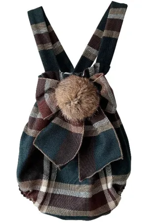 "Ayla" Dark Teal & Brown Tartan Shortie