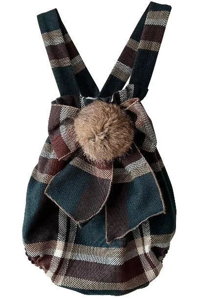 "Ayla" Dark Teal & Brown Tartan Shortie