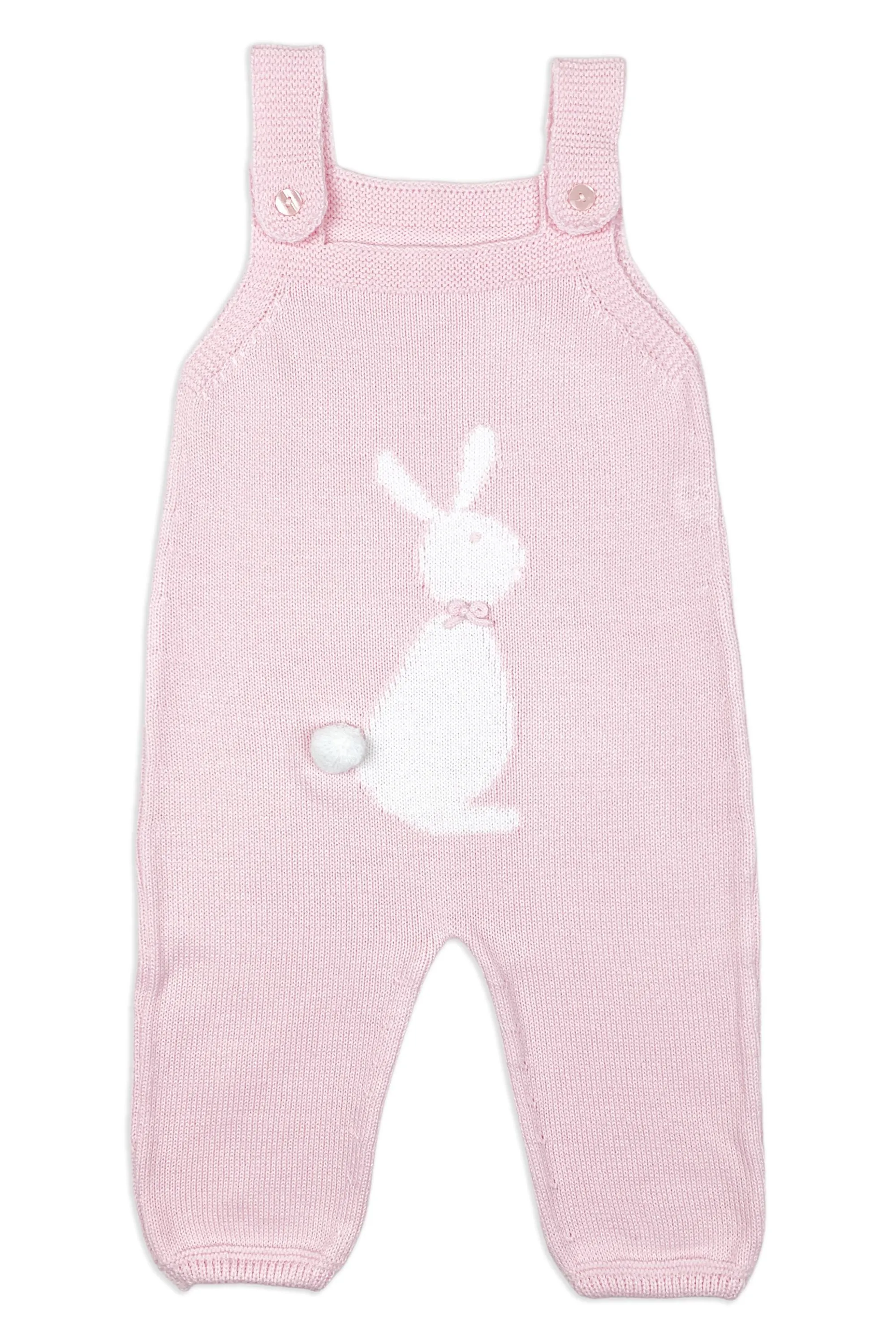 "Casey" Baby Pink Knitted Bunny Dungarees