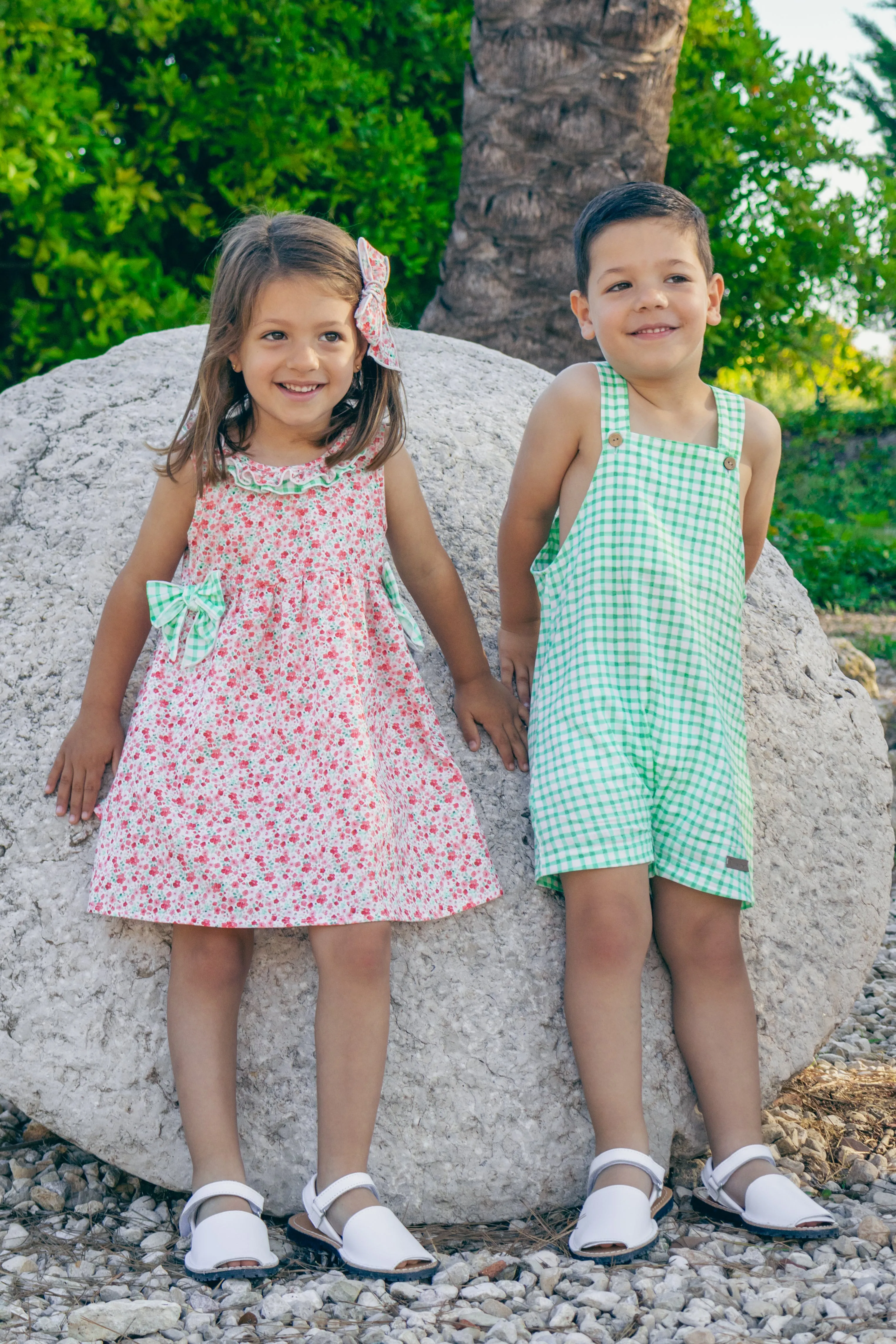 "Daniel" Emerald Green Gingham Dungarees