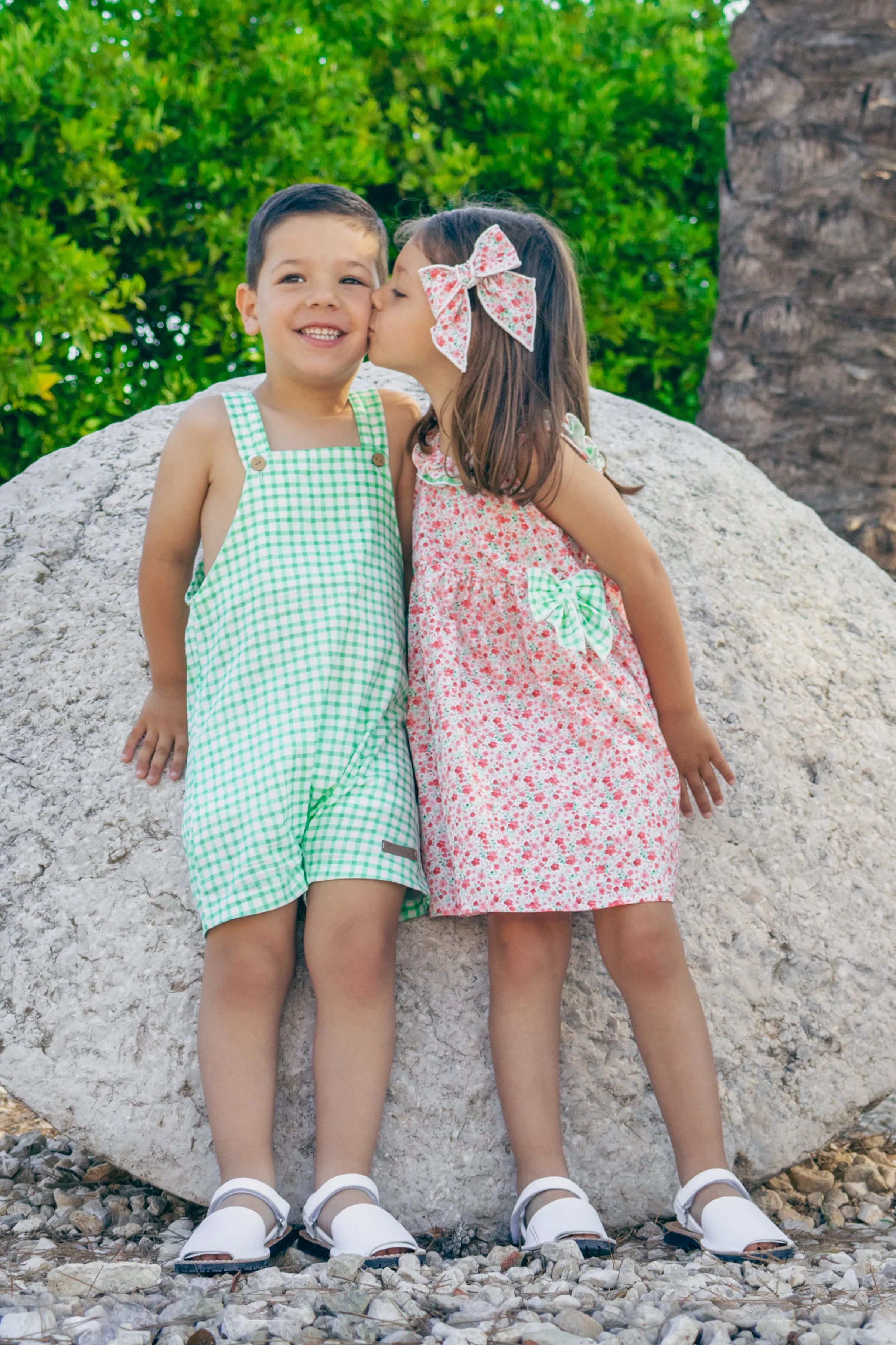 "Daniel" Emerald Green Gingham Dungarees