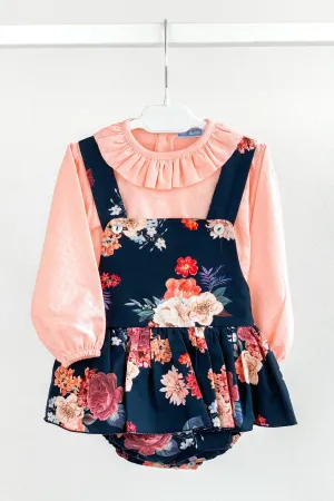 "Darcie" Blouse & Floral Tutu Dungaree Romper