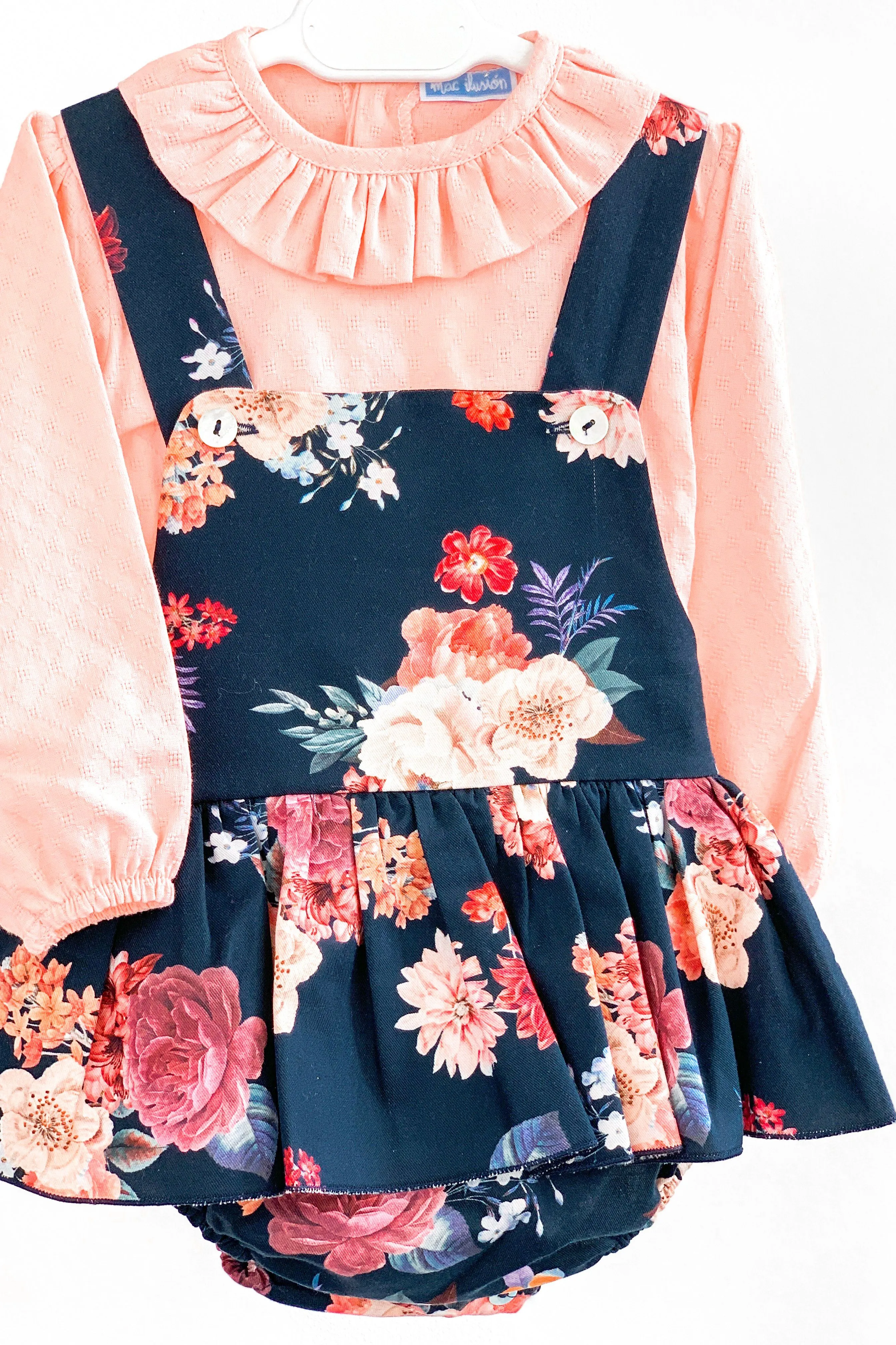 "Darcie" Blouse & Floral Tutu Dungaree Romper