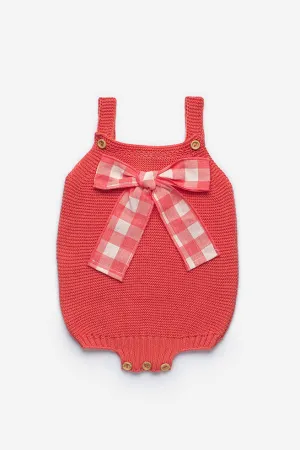 "Harlow" Knitted Gingham Bow Romper