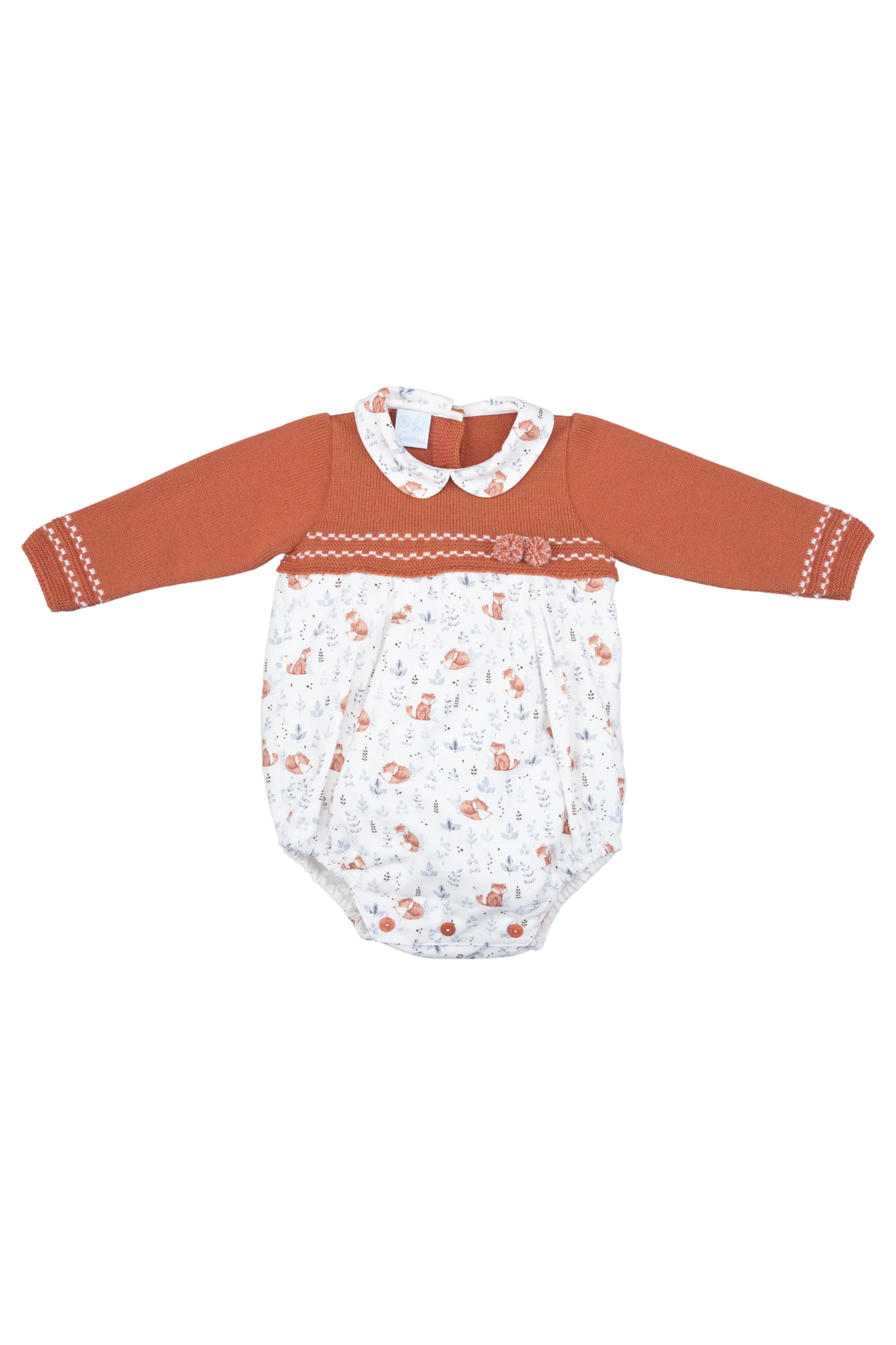 "Haven" Terracotta Half Knit Fox Romper