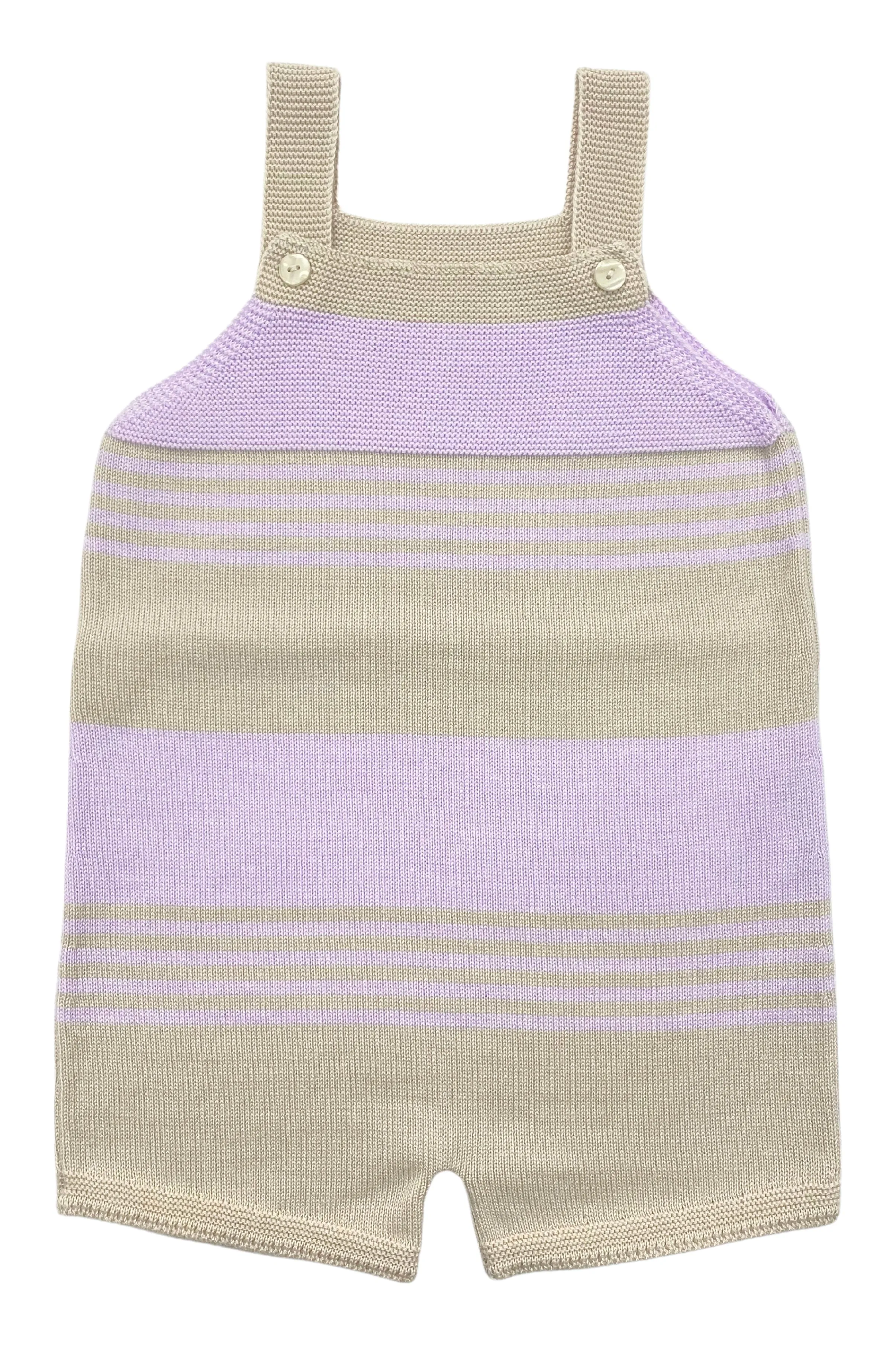 "Jovie" Stone & Lilac Stripe Knit Dungarees