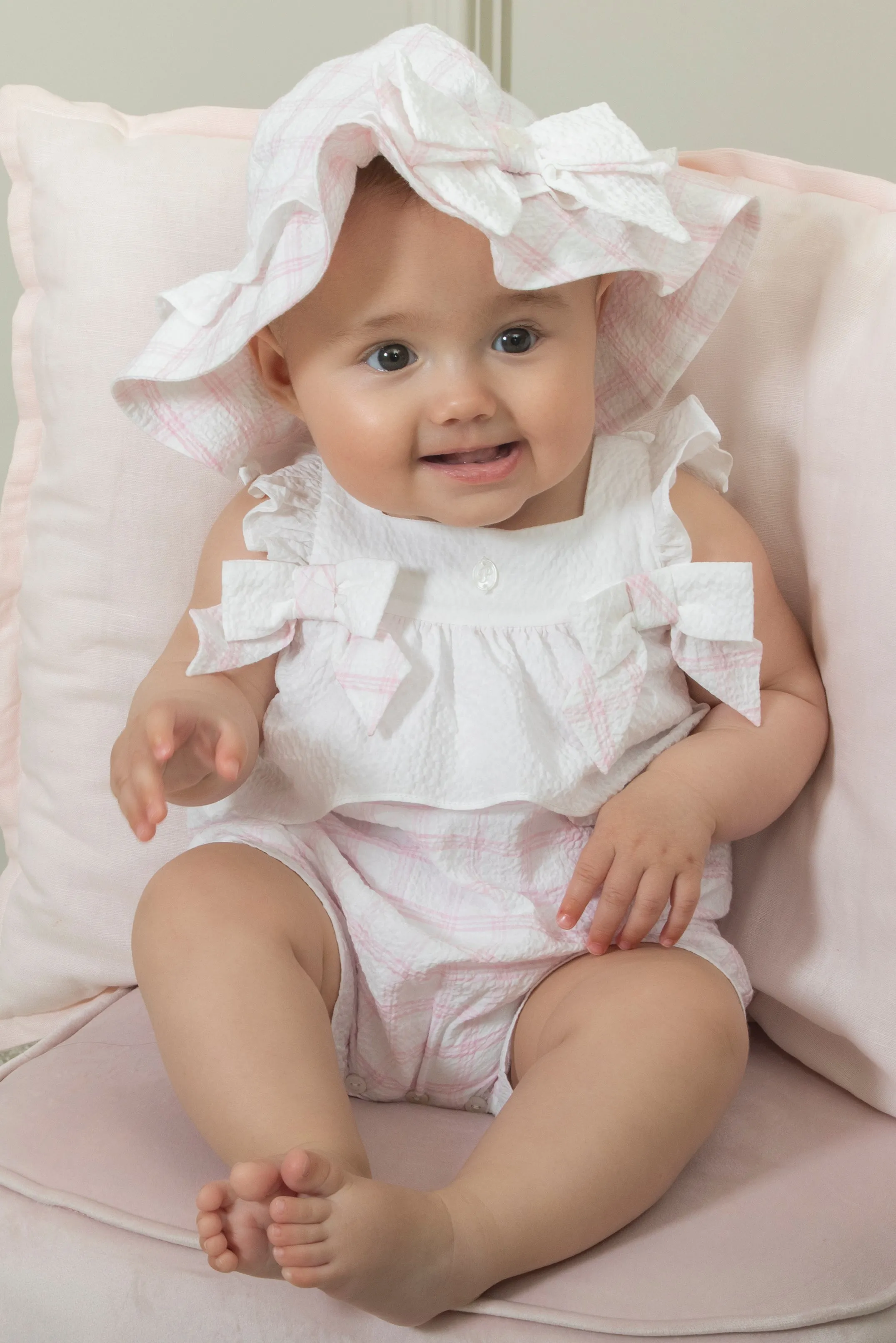 "Meryn" Pink Checked Romper
