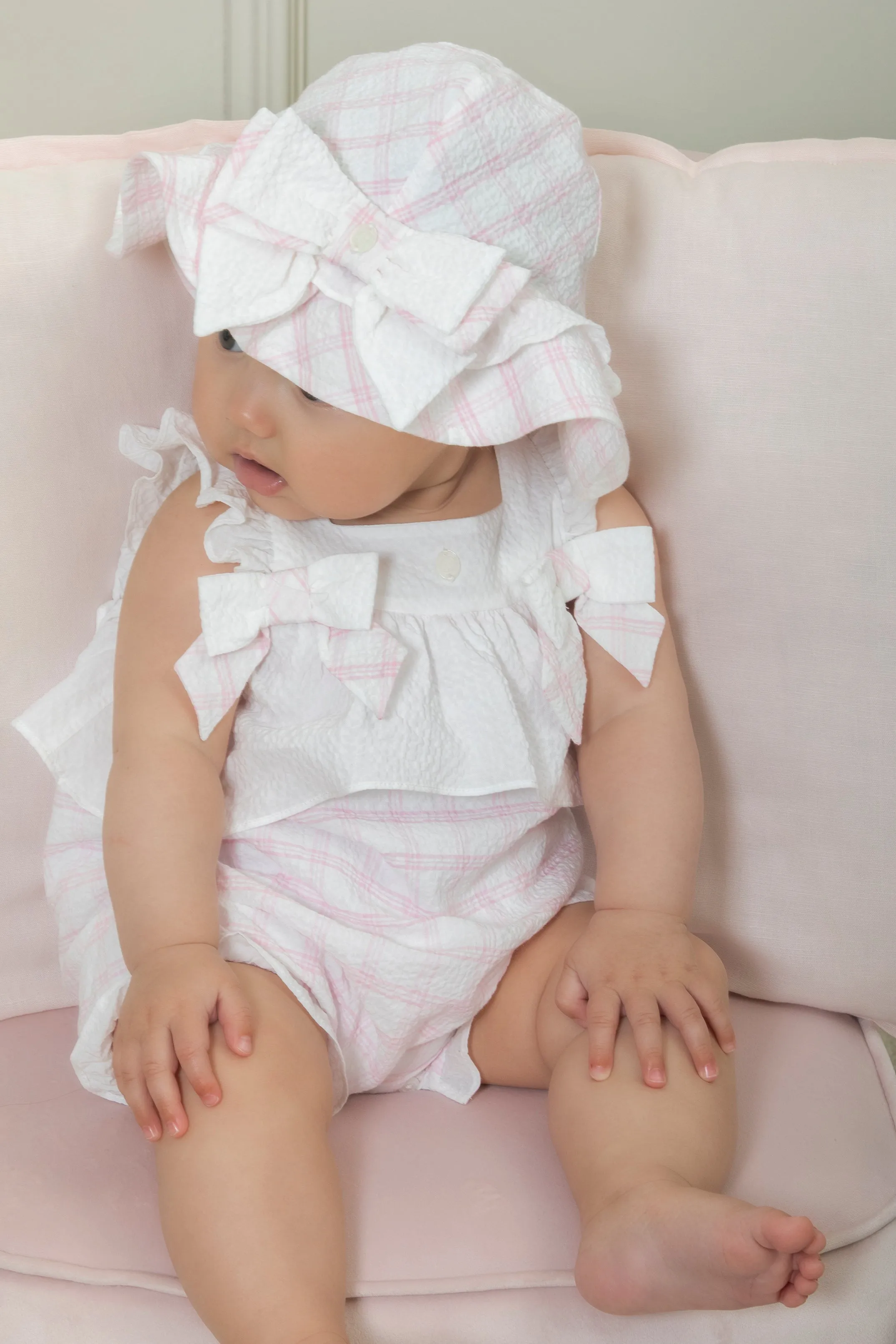 "Meryn" Pink Checked Romper