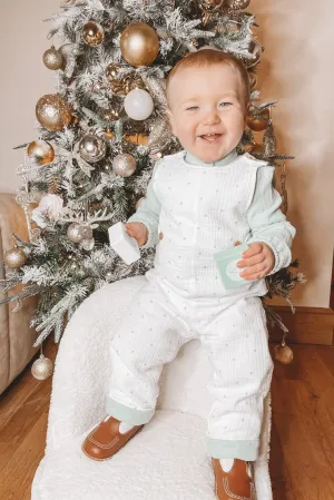 "Miguel" Sage Green Shirt & Star Print Dungarees