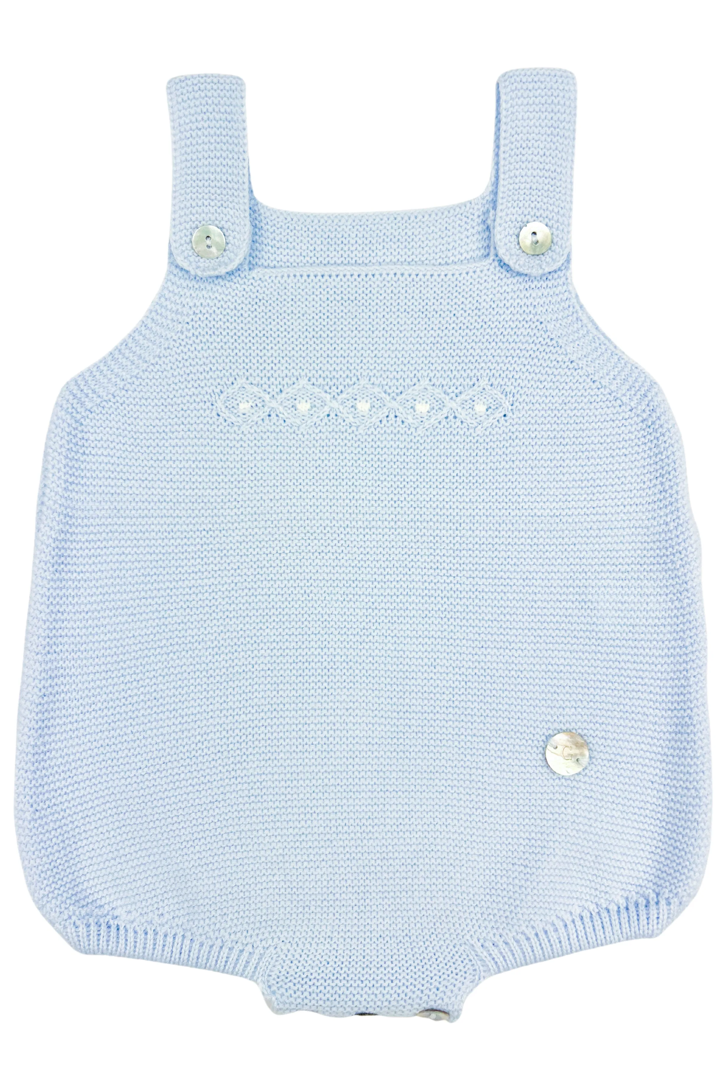 "Quincy" Baby Blue Knitted Dungaree Romper