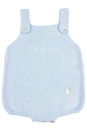 "Quincy" Baby Blue Knitted Dungaree Romper