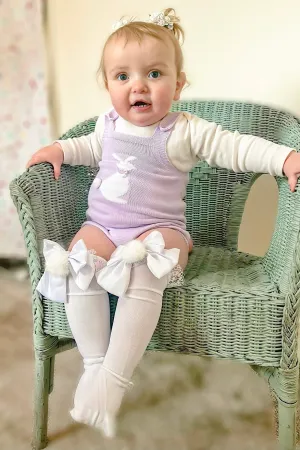 "Roux" Lilac Knit Bunny Dungaree Romper