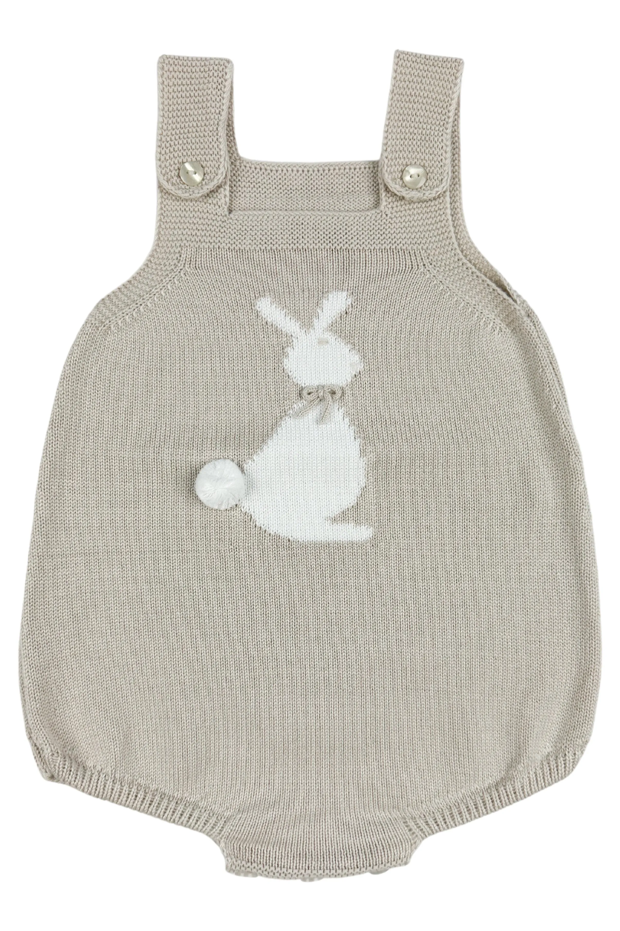 "Roux" Stone Knit Bunny Dungaree Romper
