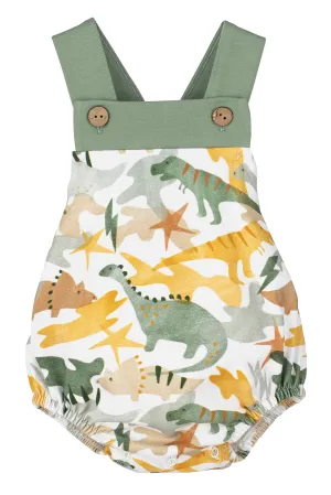 "Rowan" Dinosaur Print Dungaree Romper