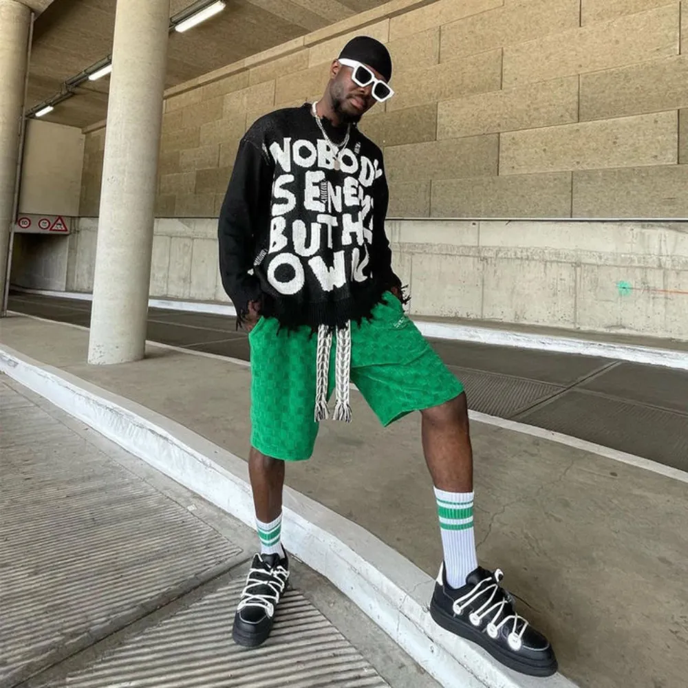 "Simple Checkerboard Drawstring Casual" Shorts