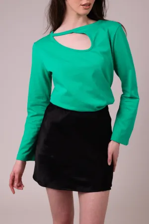 "The Stefanie Longsleeve"- Boyfriend Cut Out T-shirt (Green)