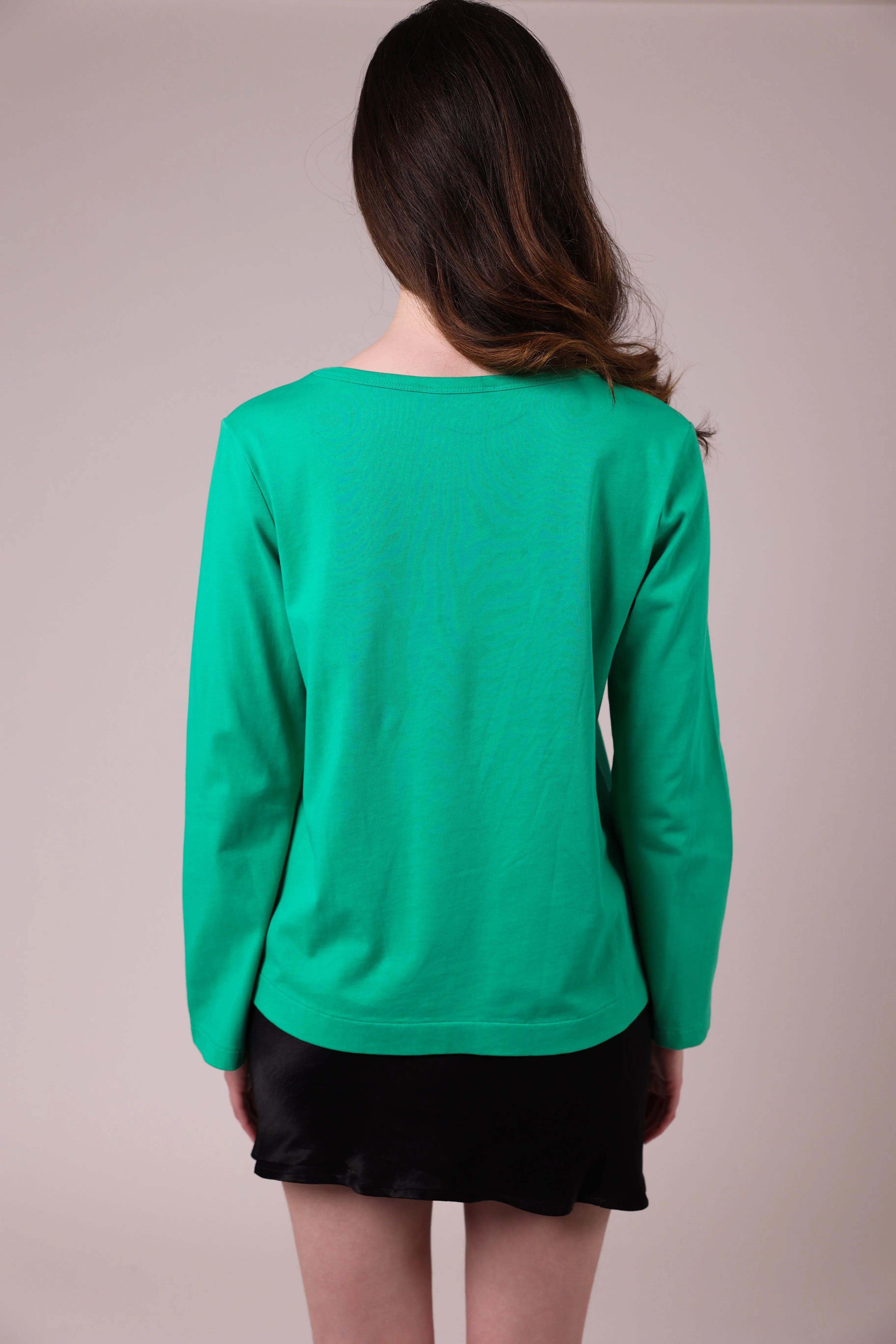 "The Stefanie Longsleeve"- Boyfriend Cut Out T-shirt (Green)
