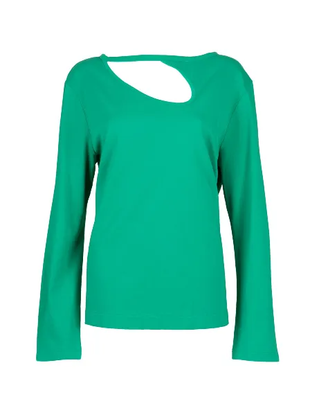 "The Stefanie Longsleeve"- Boyfriend Cut Out T-shirt (Green)