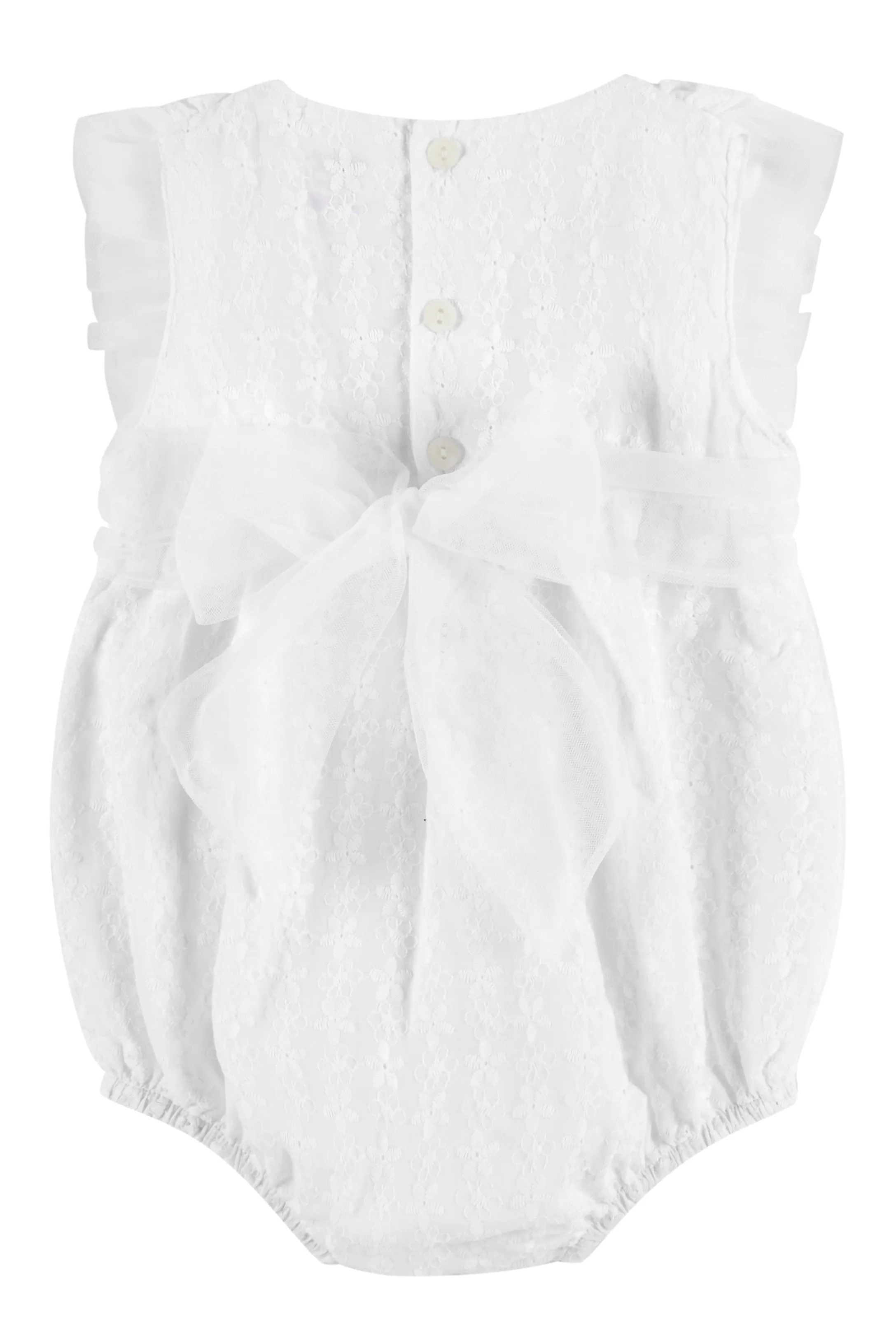 "Theresa" White Broderie Anglaise Tulle Romper