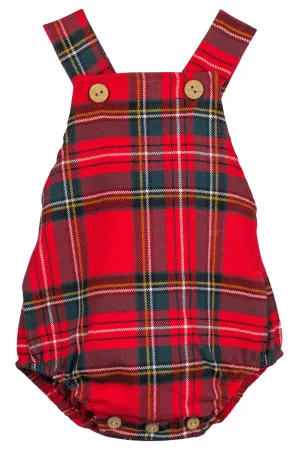 "Wren" Red Tartan Dungaree Romper