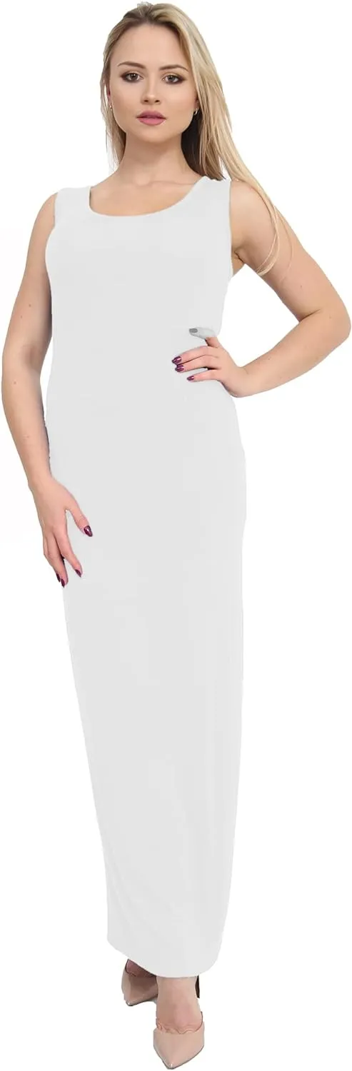 Racer Back Maxi Dresses - Wine, White, Yellow, Turquoise