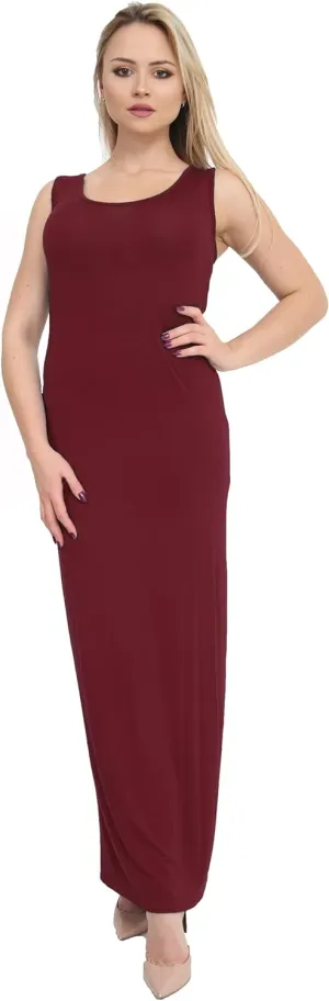 Racer Back Maxi Dresses - Wine, White, Yellow, Turquoise