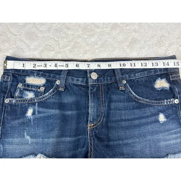 Rag And Bone/Jean Distressed Dark Wash Mid Rise Cut-Off Shorts  Size 26